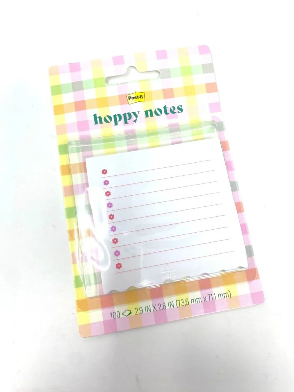Post-it 2 Pk Hoppy Notes Green Leaf/Ladybug Square & Pink Flower Bullet List